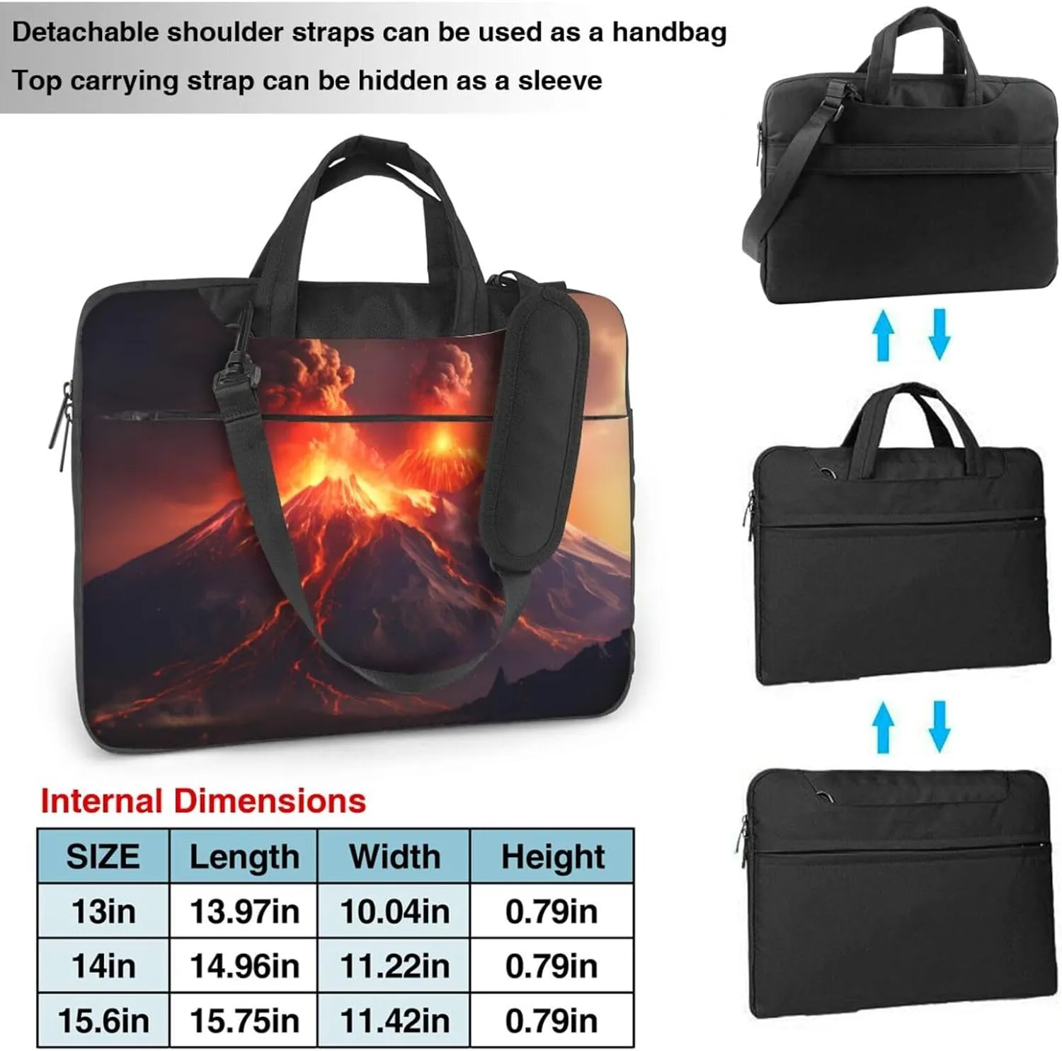 Volcanic Eruptions Prints Laptop Bag - with Soft Interior, Multiple Pockets - Ideal for Men, Travel and Business