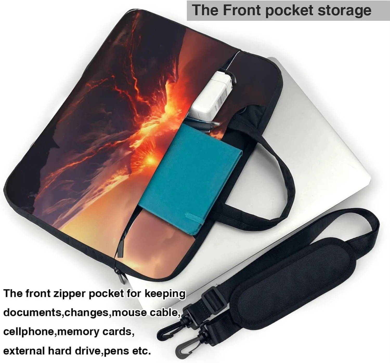 Volcanic Eruptions Prints Laptop Bag - with Soft Interior, Multiple Pockets - Ideal for Men, Travel and Business
