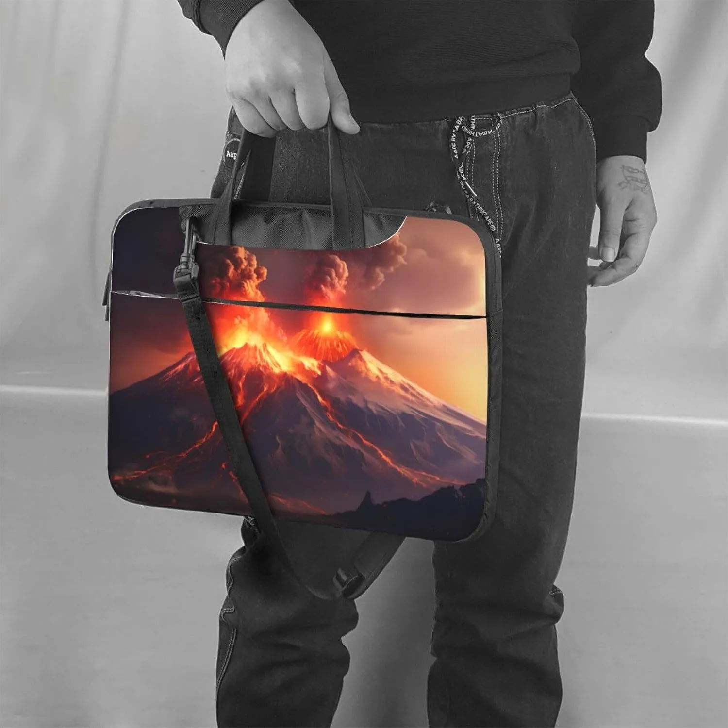 Volcanic Eruptions Prints Laptop Bag - with Soft Interior, Multiple Pockets - Ideal for Men, Travel and Business
