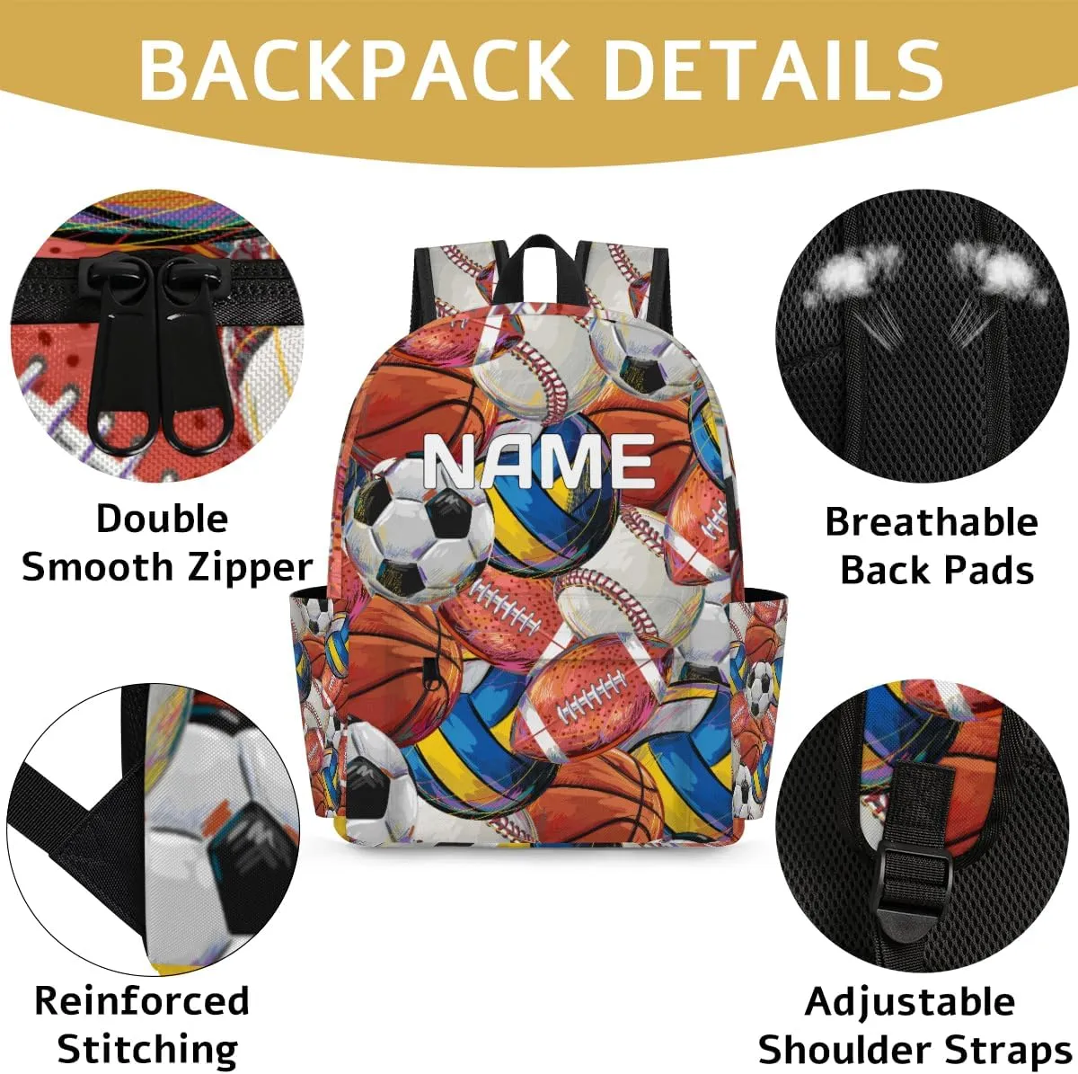 Volleyball Soocer Customized Kids Backpack for Boys Girls American Football Basketball Personalized Preschool Toddler Backpack Kindergarten Nursery Bookbag Travel Children School Bag