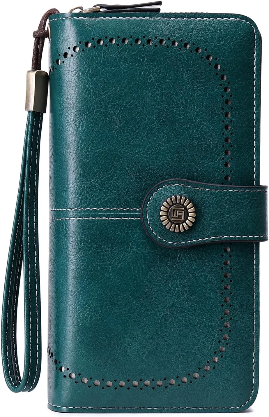 VONCOSS Women Fashion Zip Around Wallet Large Capacity Long Purse Credit Card Phone Holder Clutch with RFID Blocking and Wristlet Strap