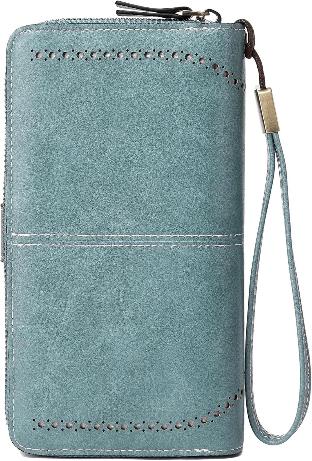 VONCOSS Women Fashion Zip Around Wallet Large Capacity Long Purse Credit Card Phone Holder Clutch with RFID Blocking and Wristlet Strap