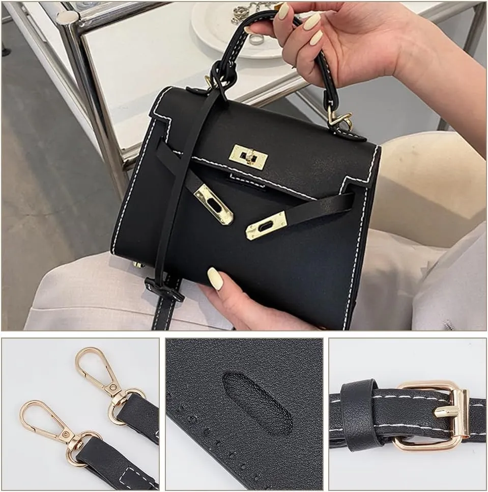 WADORN DIY Imitation Leather Top Handle Bag Making Set, DIY Women Designer Bag Sewing Kit Handmade Trendy Satchel Purse Making Supplies Personalized Shoulder Bag Craft Kits, 8.46x2.95x5.91 Inch