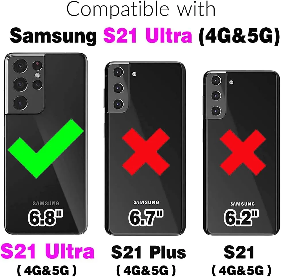 Wallet Case for Samsung Galaxy S21 Ultra 5G with Wrist Strap Shoulder Strap Card Holder Shockproof Soft PU Leather Magnetic Snap Pocket Phone Cover S21ultra 21S S 21 21ultra G5 Women Purple