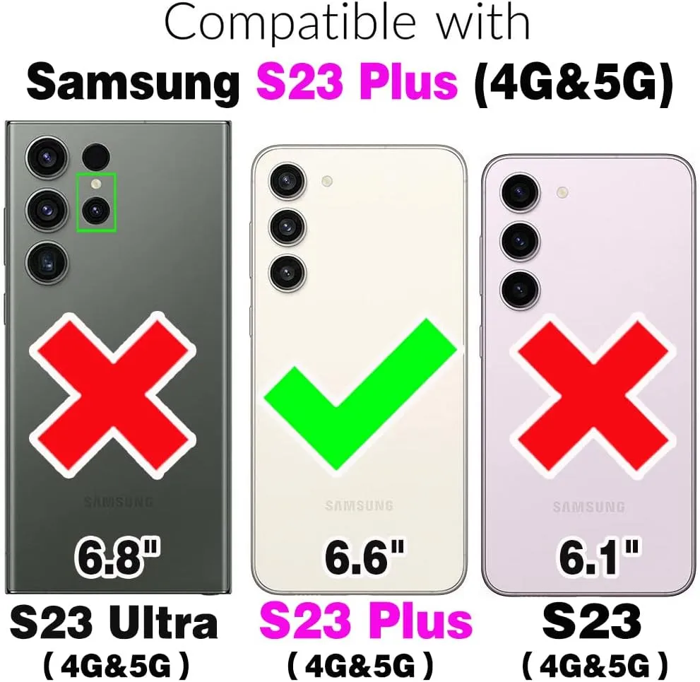 Wallet Case for Samsung Galaxy S23 Plus S23  5G with Wrist Strap Card Holder Shockproof Soft PU Leather Magnetic Snap Pocket Phone Cover S23plus 23S   S 23 23  SM-S916U 6.6 inch Women Black