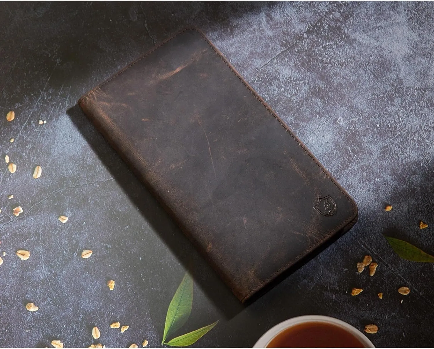 Wallet for Men Women Real Leather Long Bifold RFID Blocking Slim Stylish Credit Card Case Pen Holder with 2 ID Windows in Gift Box (Crazy Horse, Coffee)