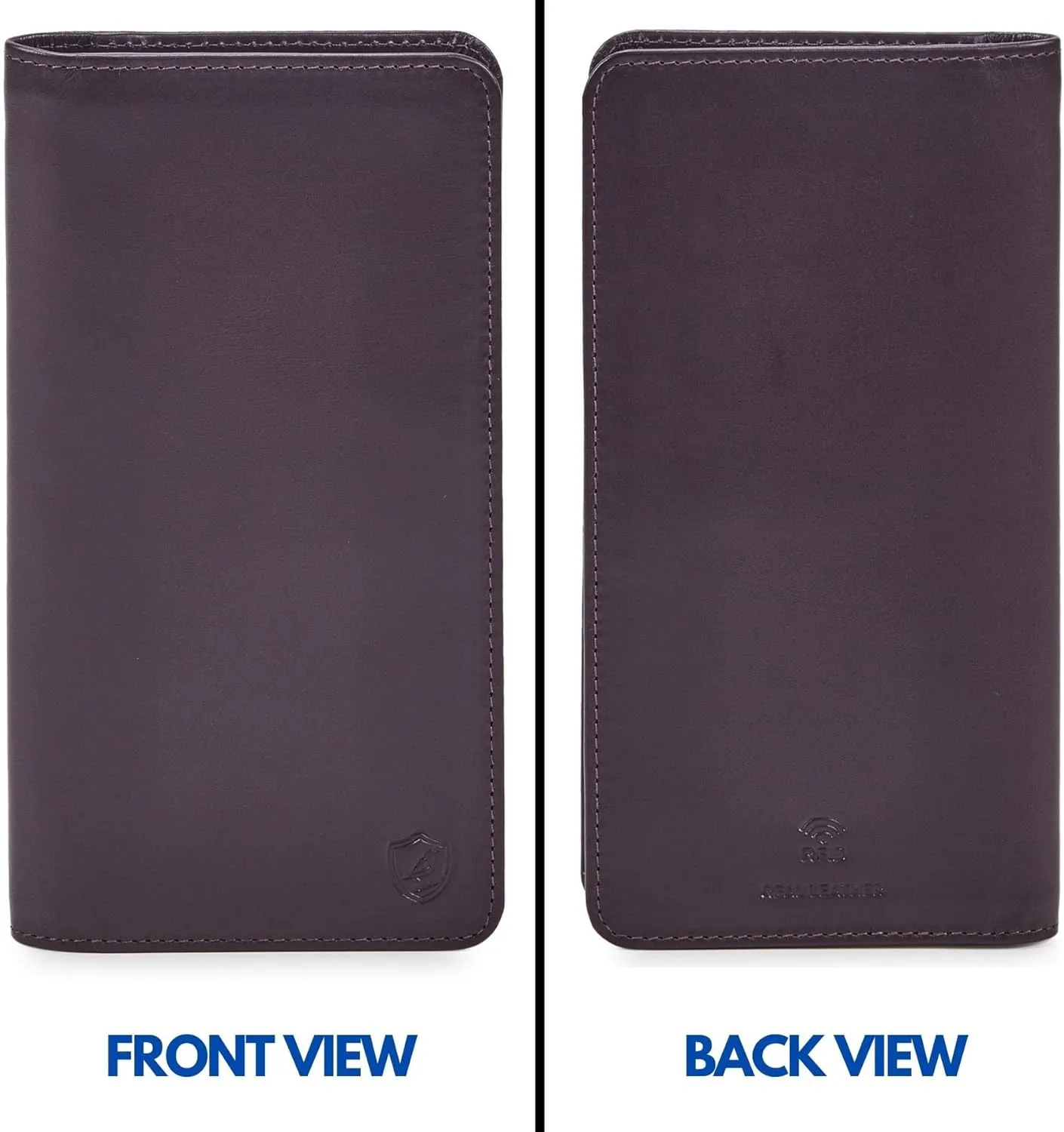 Wallet for Men Women Real Leather Long Bifold RFID Blocking Slim Stylish Credit Card Case Pen Holder with 2 ID Windows in Gift Box (Nappa, Chocolate)