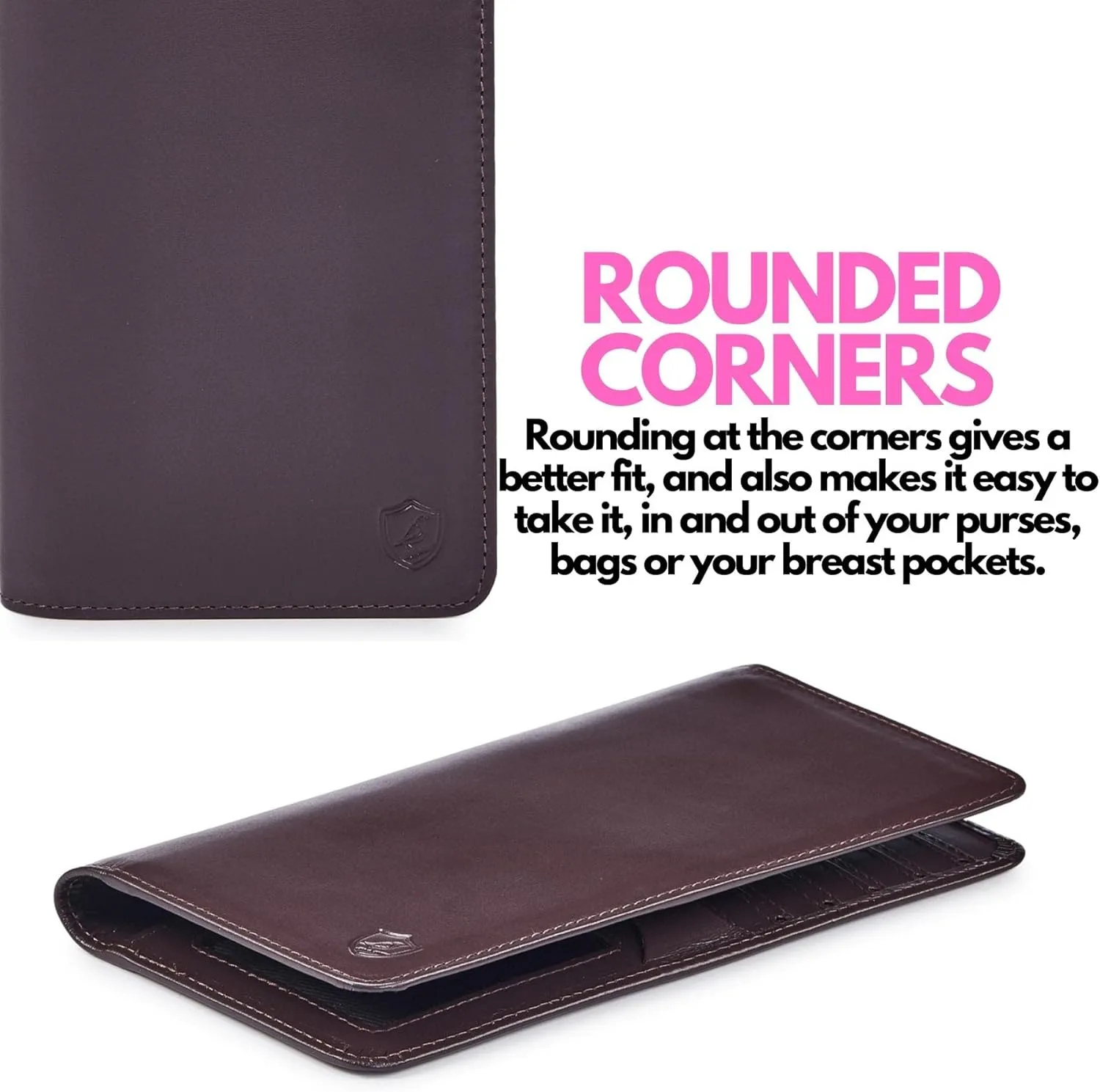 Wallet for Men Women Real Leather Long Bifold RFID Blocking Slim Stylish Credit Card Case Pen Holder with 2 ID Windows in Gift Box (Nappa, Chocolate)