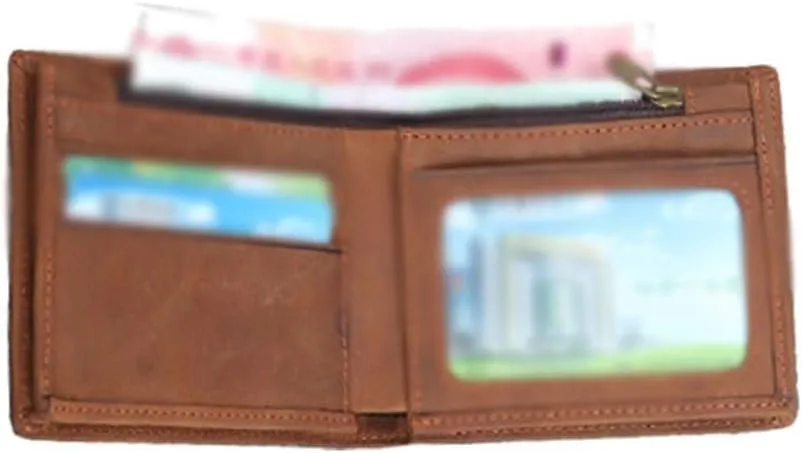 Wallet Zipper Multi-Slot Vintage Clutch Purse Coin Purse Wallet Casual Leather(Black)