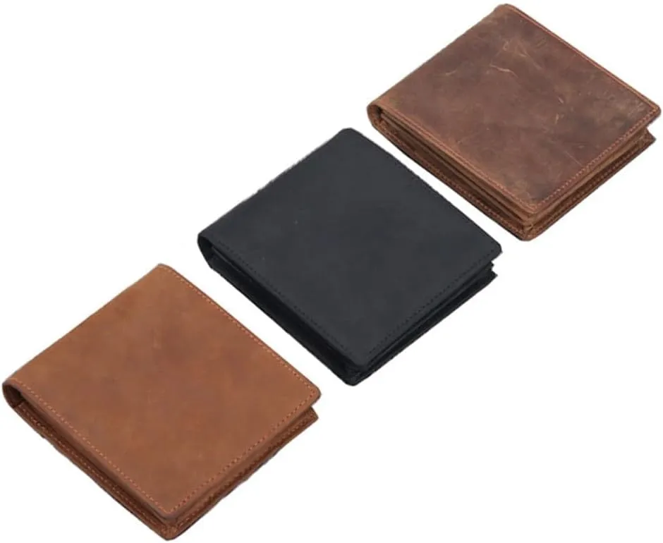Wallet Zipper Multi-Slot Vintage Clutch Purse Coin Purse Wallet Casual Leather(Black)