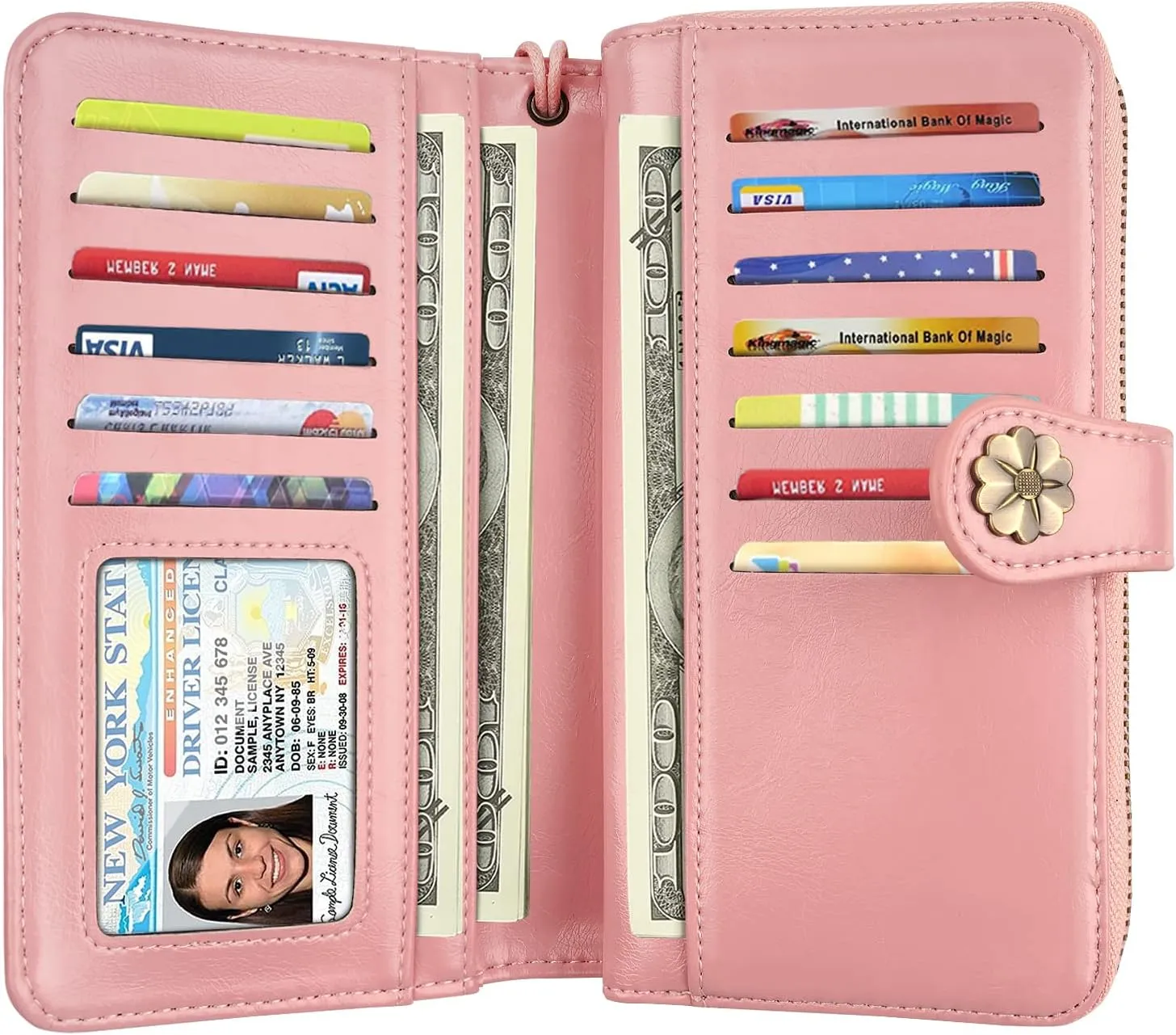 Wallets for Women Multi Card Holder Wallet Clutch Wallet Card Holder Organizer Ladies Purse with Wrist strap Purse