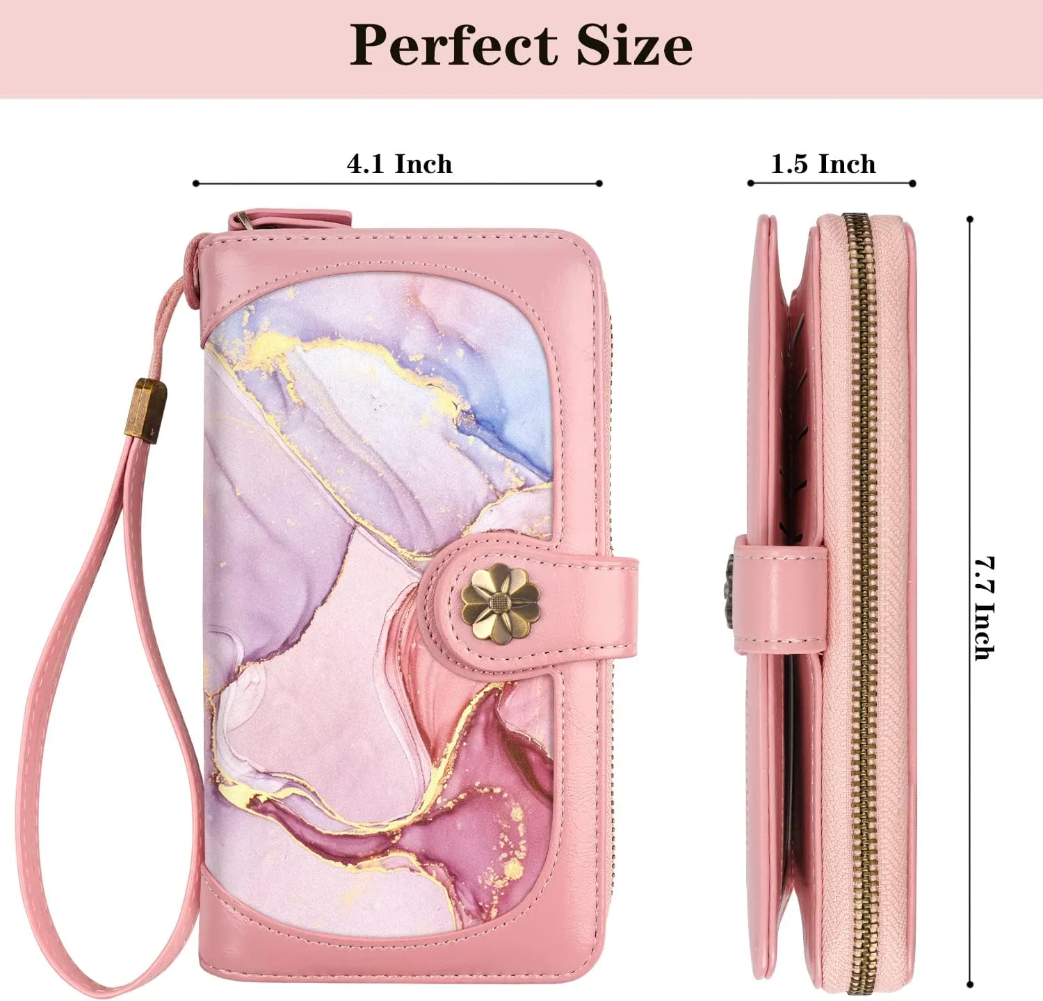 Wallets for Women Multi Card Holder Wallet Clutch Wallet Card Holder Organizer Ladies Purse with Wrist strap Purse
