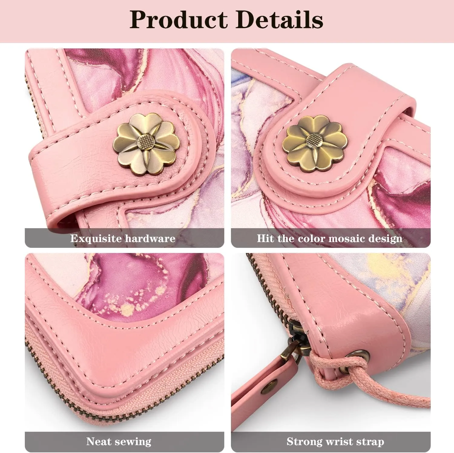 Wallets for Women Multi Card Holder Wallet Clutch Wallet Card Holder Organizer Ladies Purse with Wrist strap Purse