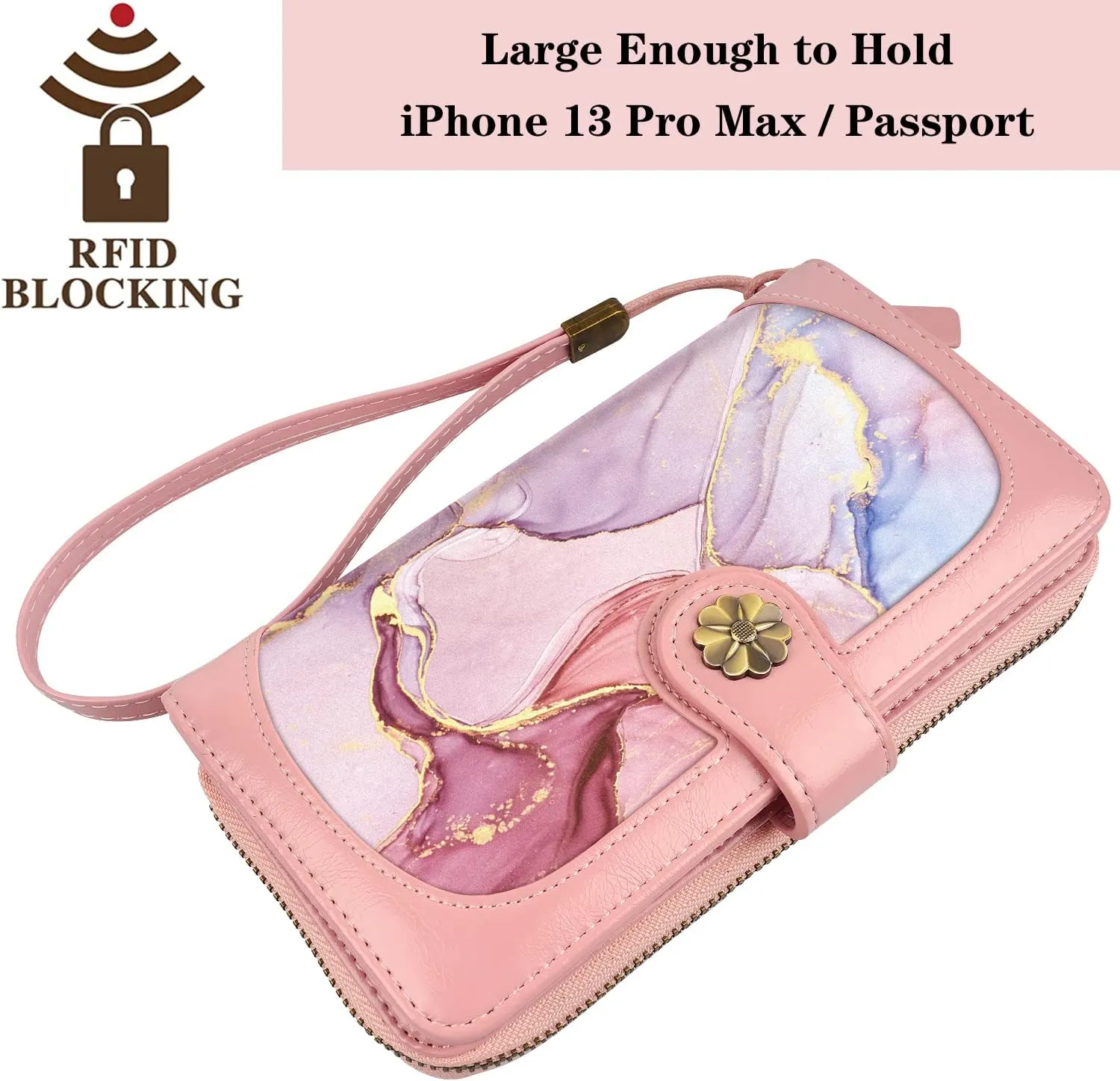 Wallets for Women Multi Card Holder Wallet Clutch Wallet Card Holder Organizer Ladies Purse with Wrist strap Purse
