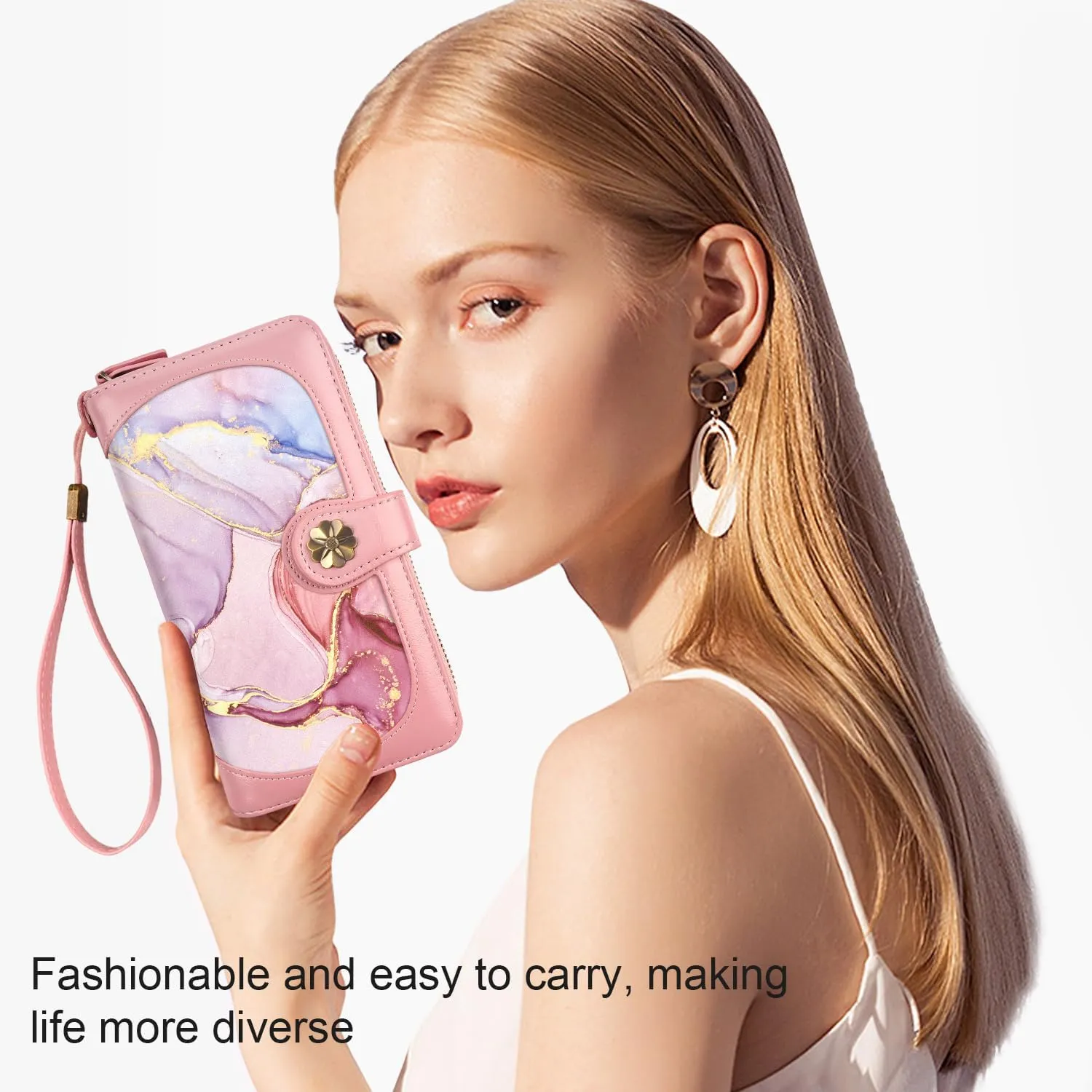 Wallets for Women Multi Card Holder Wallet Clutch Wallet Card Holder Organizer Ladies Purse with Wrist strap Purse