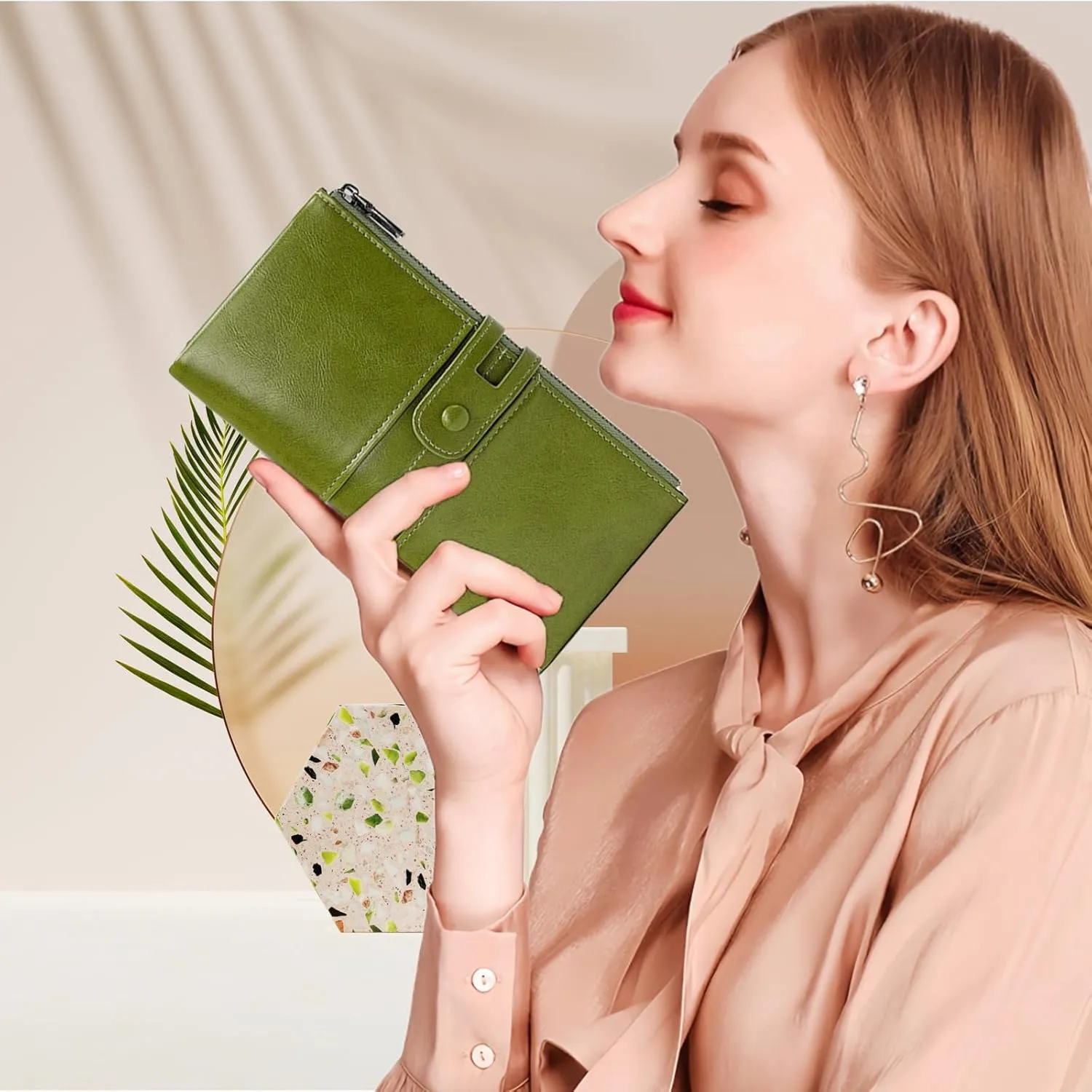 Wallets for Women Wristlet RFID Blocking Genuine Leather Double Zipper Credit Card Holder Large Ladies Clutch Purse