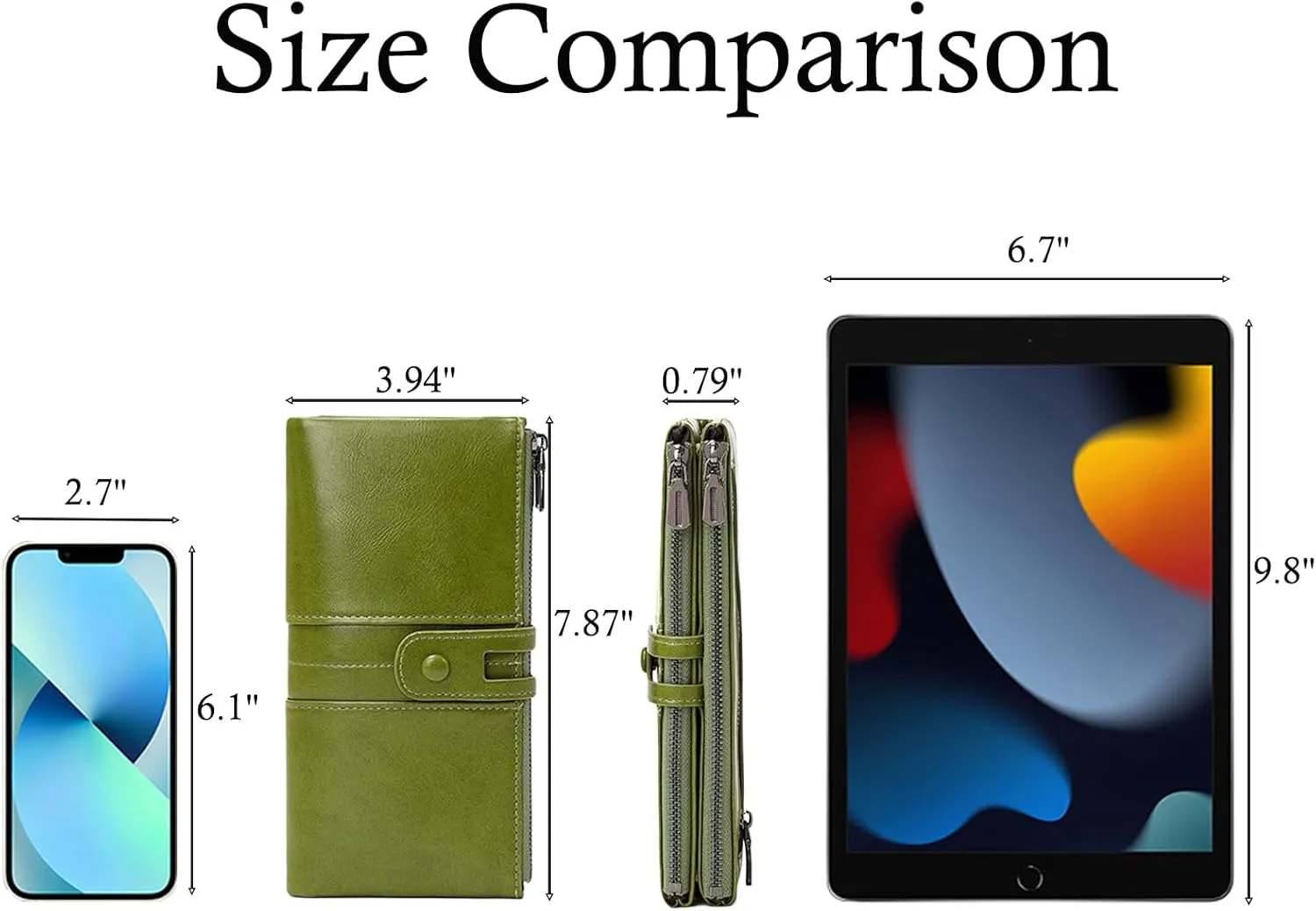 Wallets for Women Wristlet RFID Blocking Genuine Leather Double Zipper Credit Card Holder Large Ladies Clutch Purse