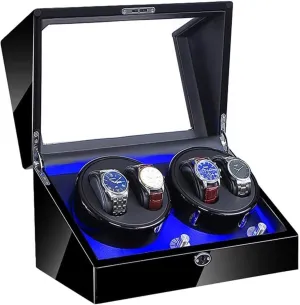 Watch Box Automatic with Led Illumination Watch Winder Box Black Piano Paint Exterior Quiet Motor Dual Power Supply Accessories Watch Case