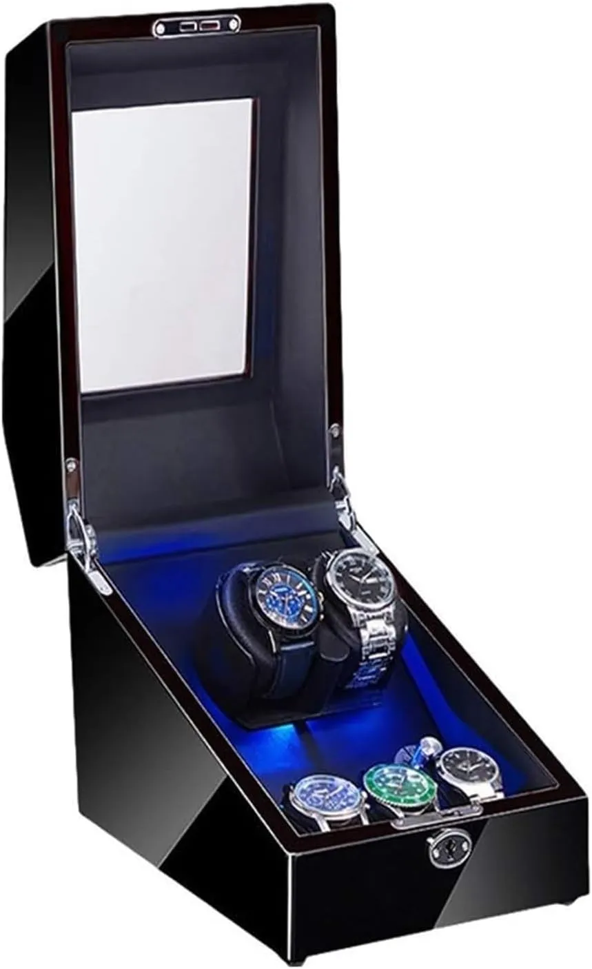 Watch Case 2 3 Automatic Watch Winder LED Illumination Winder Box Piano Paint Exterior Soft Flexible Watch Pillow Dual Power Accessories Watch Box