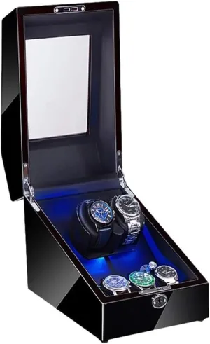 Watch Case 2 3 Automatic Watch Winder LED Illumination Winder Box Piano Paint Exterior Soft Flexible Watch Pillow Dual Power Accessories Watch Box