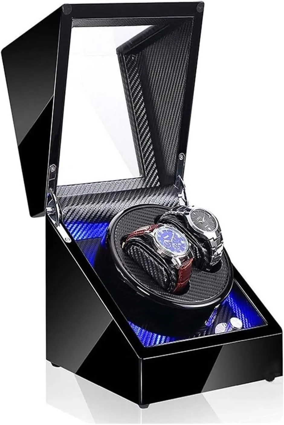 Watch Case Winders for 2 Watches Automatic Watch Winders Box with Quiet Motor 5 Rotation M LED Light Piano Paint Watch Box
