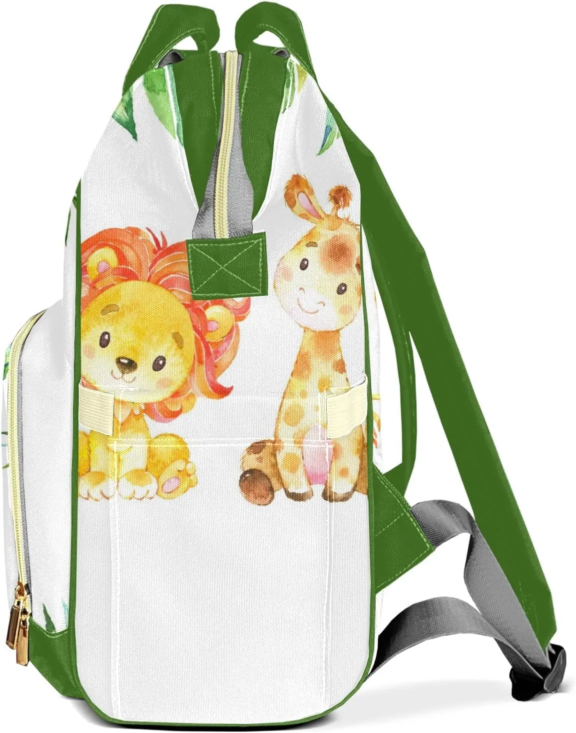 Watercolor Lion Giraffe Personalized Diaper Bags Waterproof Backpack Shoulder Daypack for Mother's Day Gifts