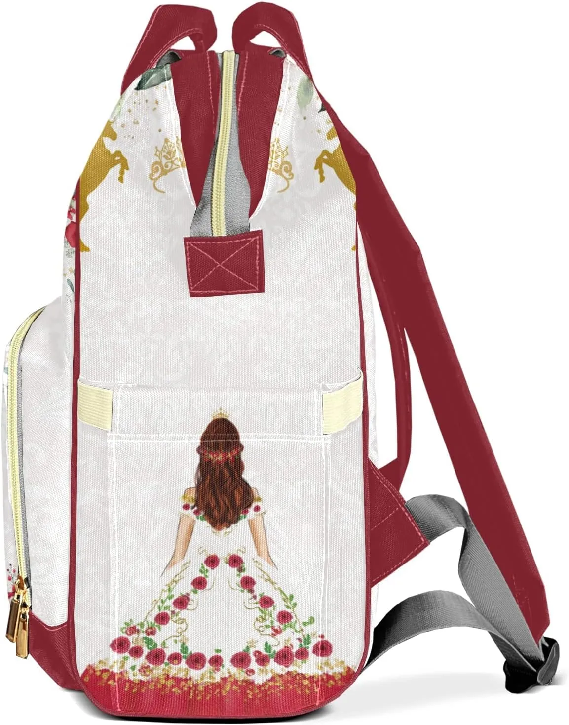 Watercolor Red Floral Girl Diaper Bags Backpack Customized Baby Bag Nursing Nappy Bag Travel Tote Gifts for Women