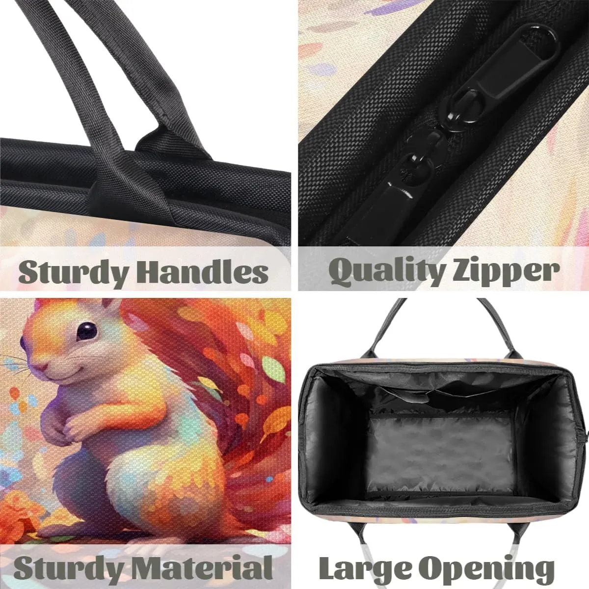 Watercolor Squirrel Colorful Leaves Travel Duffle Bag, Waterproof Duffel Bag Weekender Overnight Carry On Bag Lightweight Sport Gym Bag for Men Women