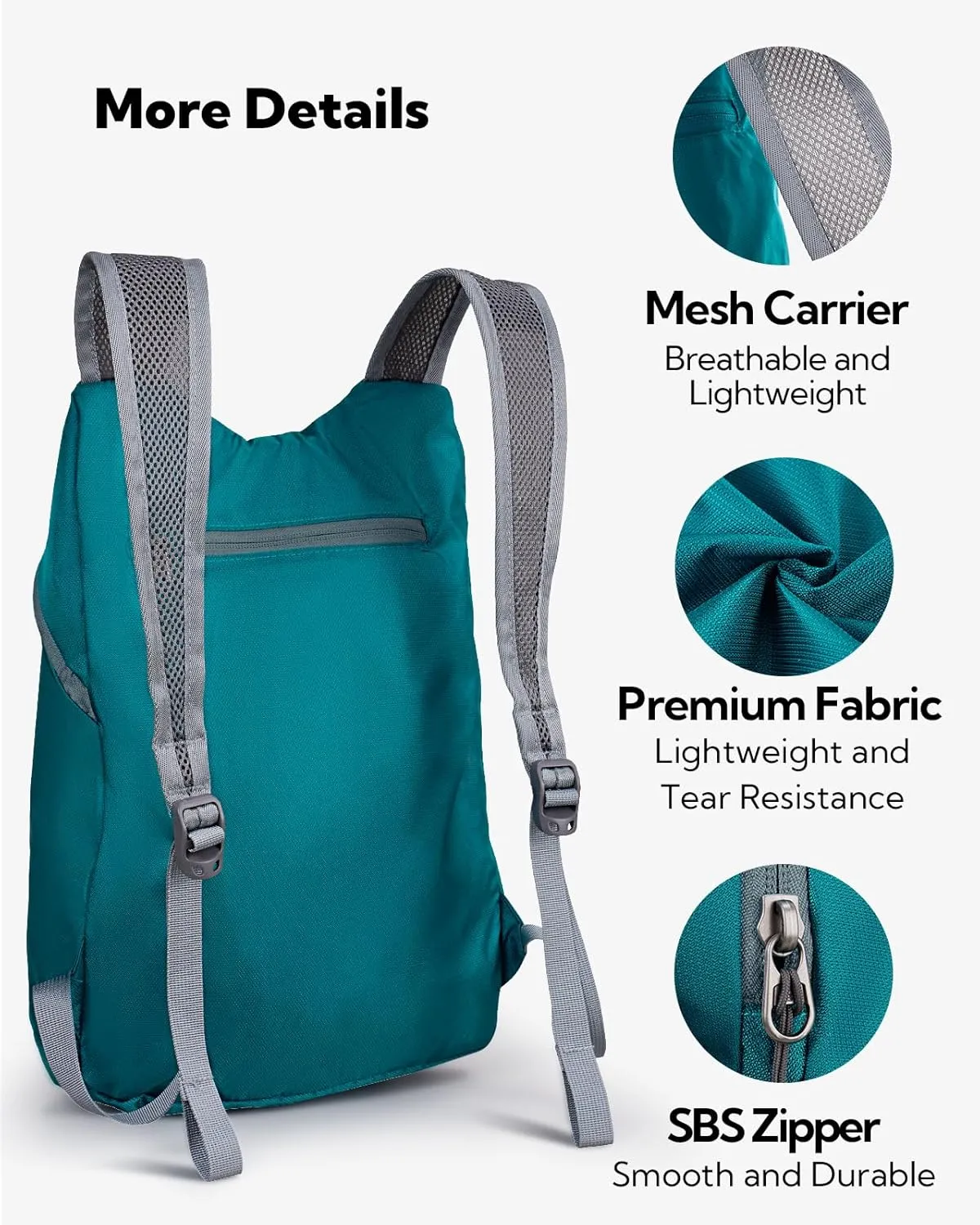 WATERFLY Foldable Lightweight Hiking Backpack: 15L Packable Traveling Daypack Men Women Ultralight Thin Casual Day Pack Bag for Outdoor Sports Camping Beach Park (Green)