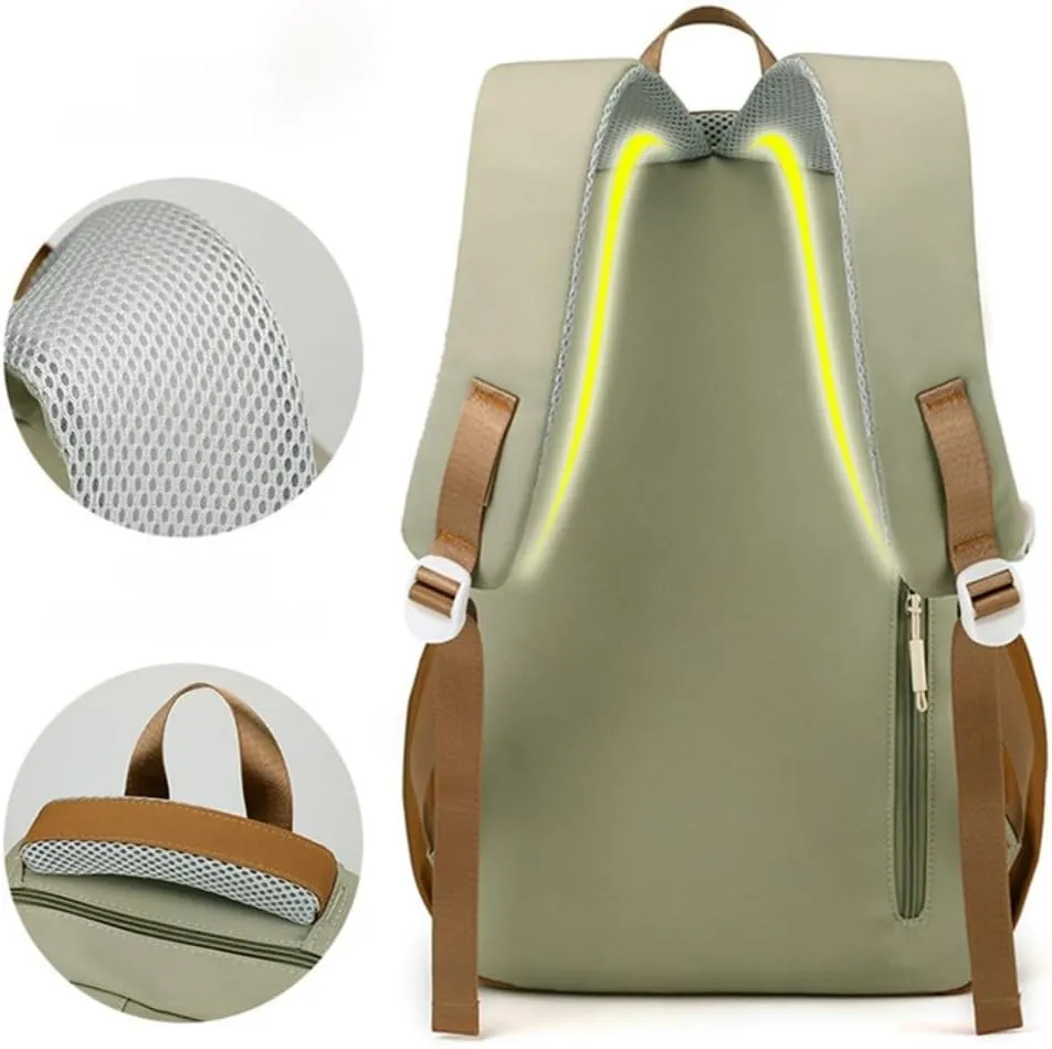 Waterproof Backpack Women Casual Fashion Large Capacity Backpack Multifunctional Side Pockets Men Travel Backpack (Green)