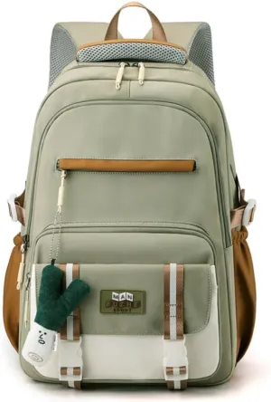Waterproof Backpack Women Casual Fashion Large Capacity Backpack Multifunctional Side Pockets Men Travel Backpack (Green)