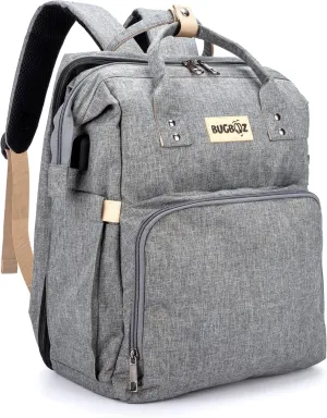 Waterproof Diaper Bag Backpack - Baby Diaper Bag with Changing Station & USB Port - Large Baby Bag with Insulated Pockets for Baby Girls and Boys-Travel Diaper Backpack for Mom (Gray)
