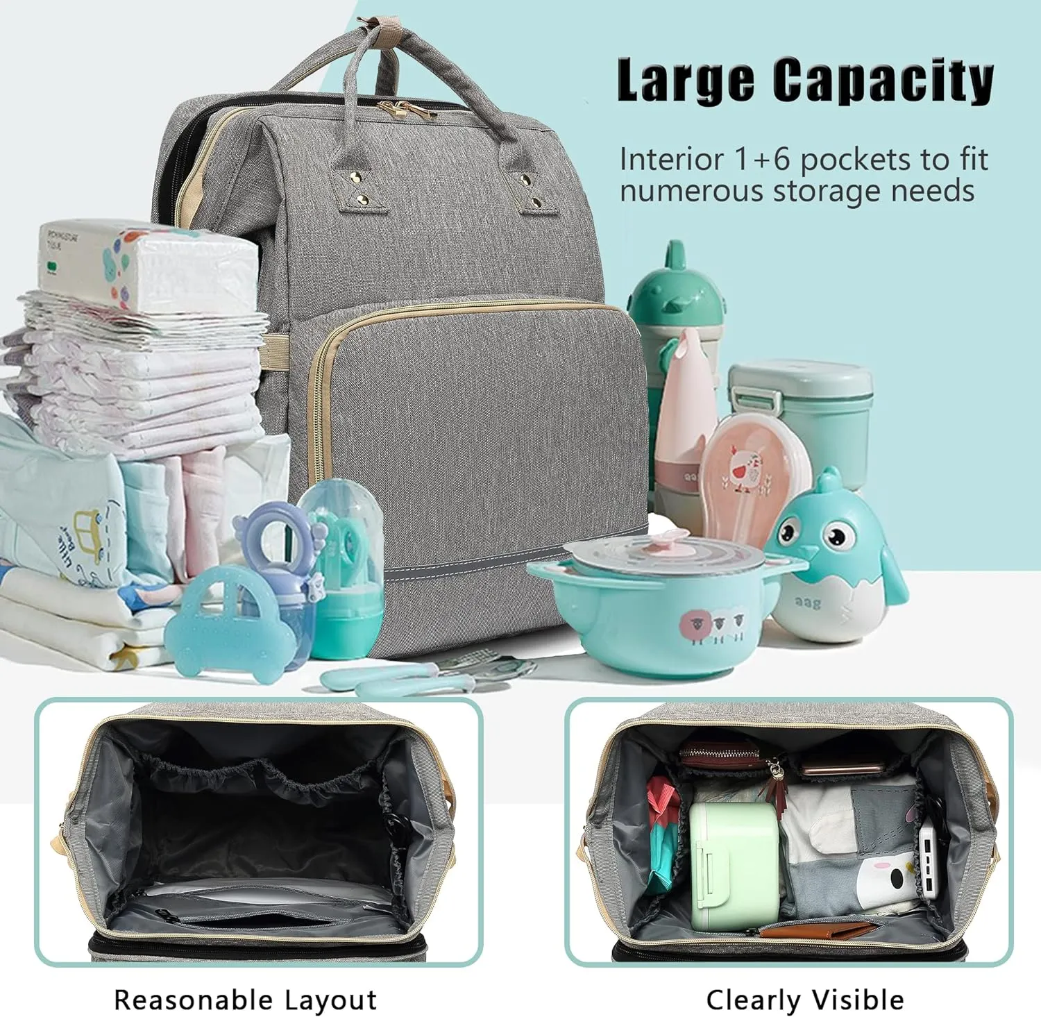 Waterproof Diaper Bag Backpack with Changing Station