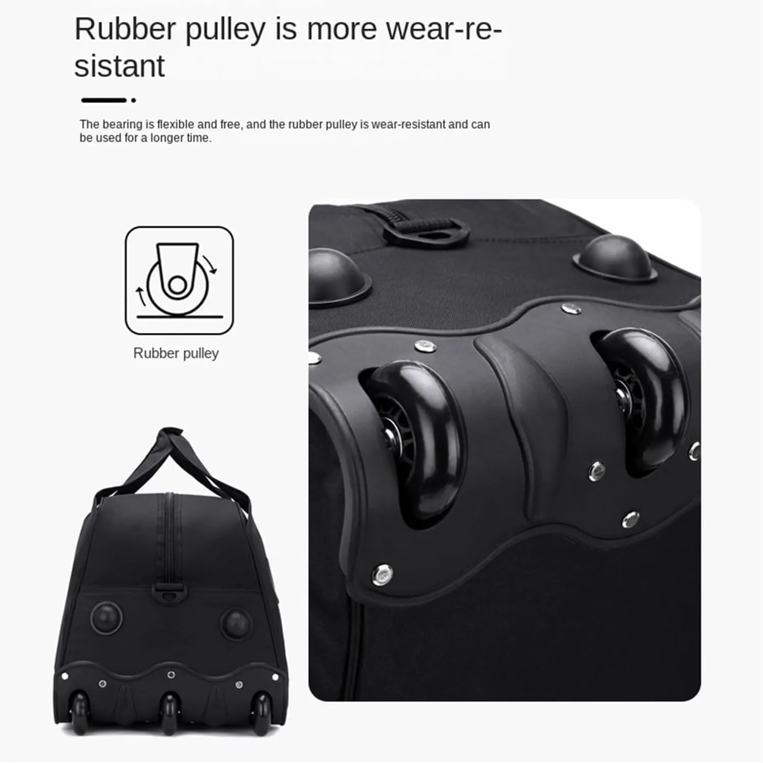Waterproof Fabric Luggage with Wheels Portable Travel Trolley Case Large Capacity Duffel Bag Multifunctional Backpack