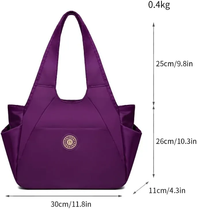 Waterproof nylon tote bag with zipper, women's cloth shoulder bag, handbag