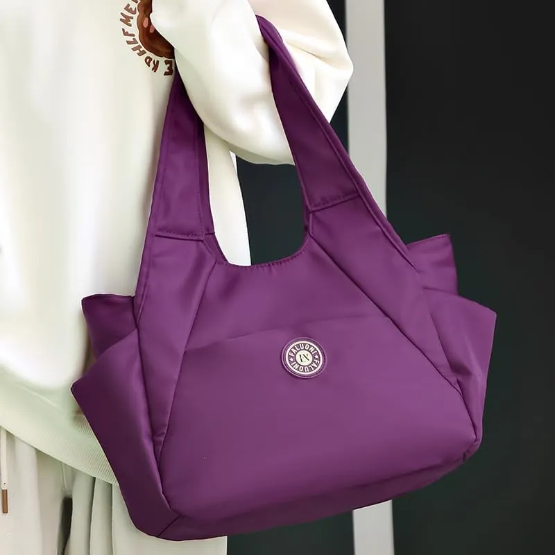 Waterproof nylon tote bag with zipper, women's cloth shoulder bag, handbag