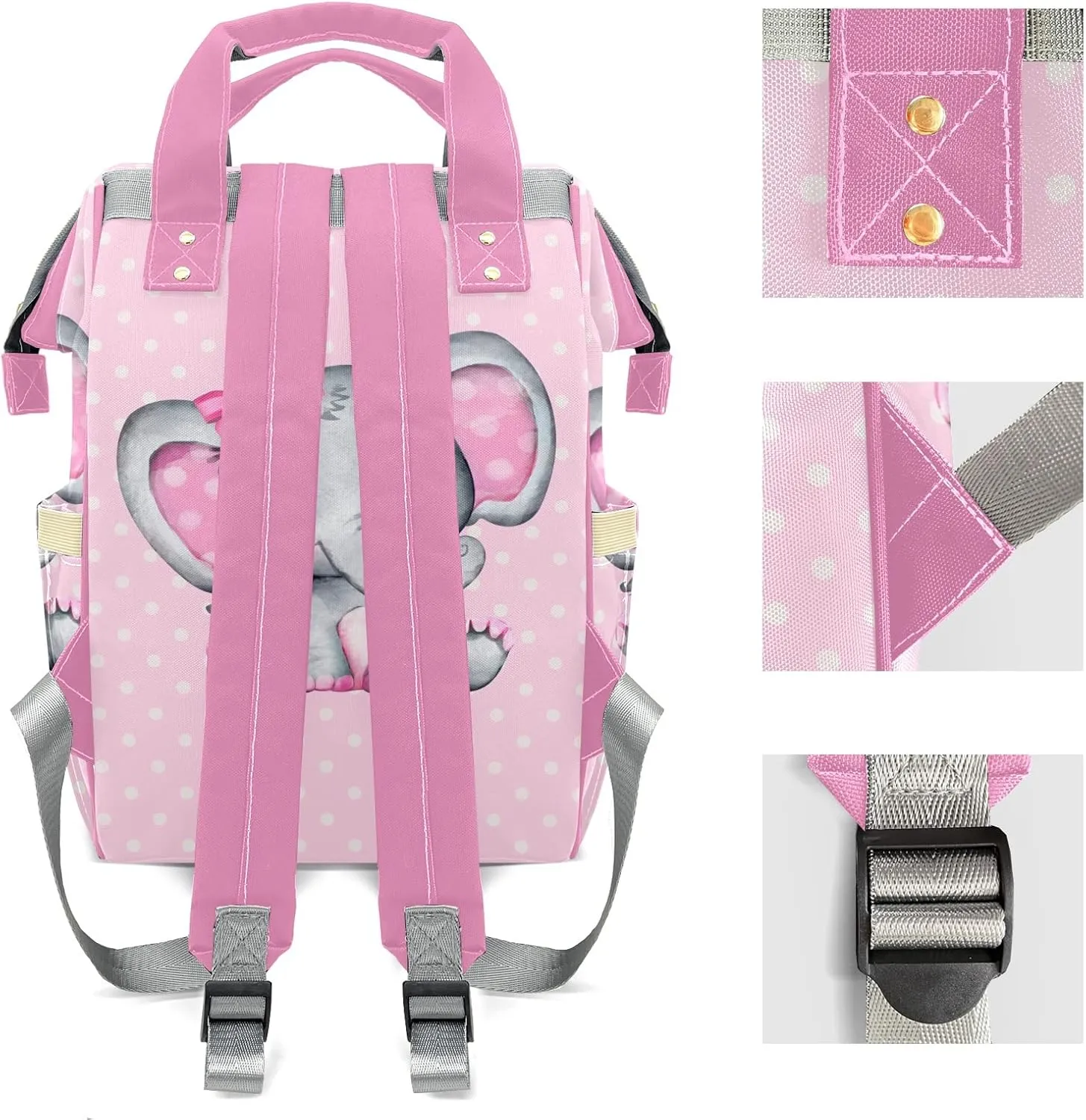 Wave Point Elephant Diaper Bags with Name Personalized Baby Bag Travel Tote Bag Waterproof Backpack for Mom Gift
