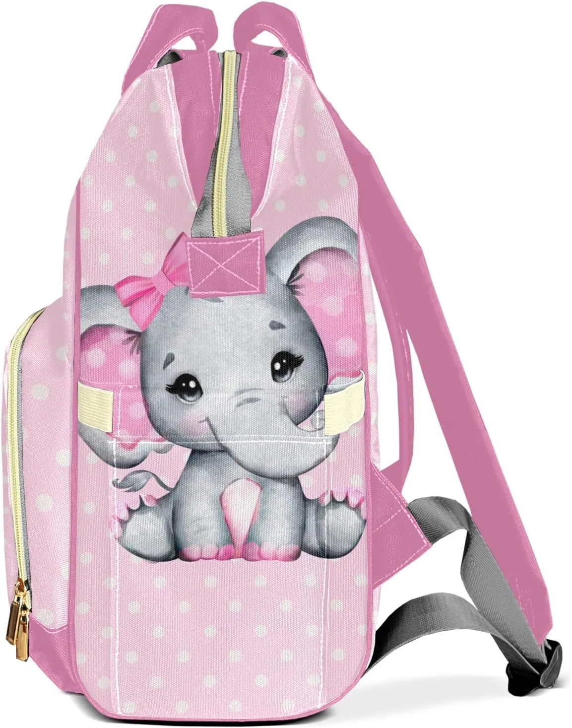 Wave Point Elephant Diaper Bags with Name Personalized Baby Bag Travel Tote Bag Waterproof Backpack for Mom Gift