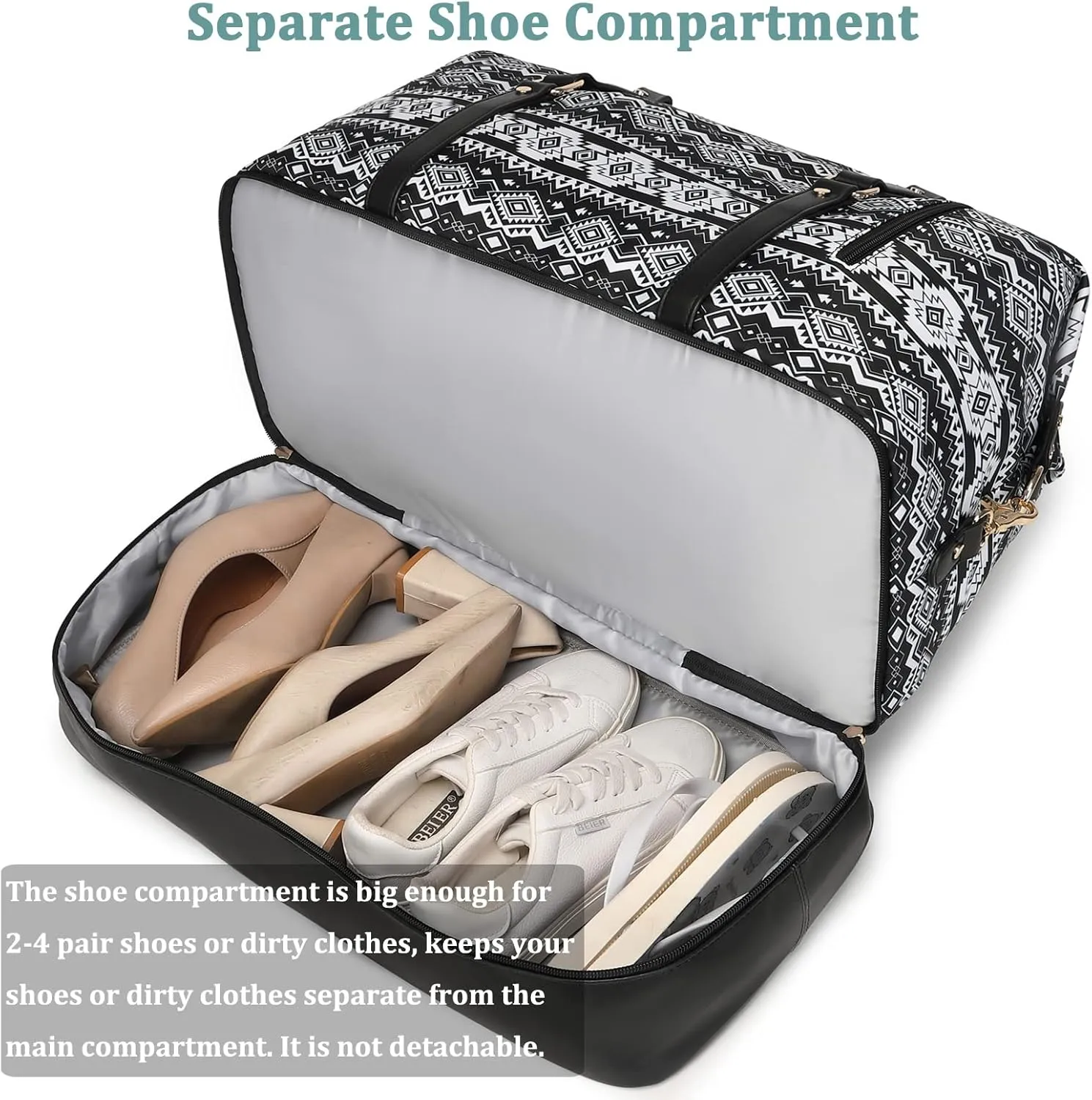 Weekender Bags for Women Oversized Travel Bag Womens Overnight Bag Mens Duffle Bag Large Size with Shoe Compartment