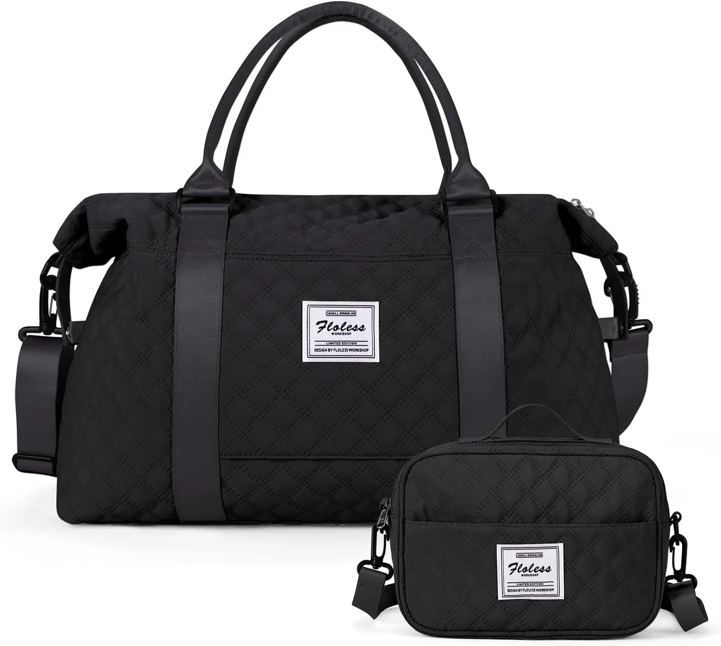 Weekender Bags for Women, Travel Duffel Overnight Carry on Bag with Toiletry Bag&Wet Pocket,Black