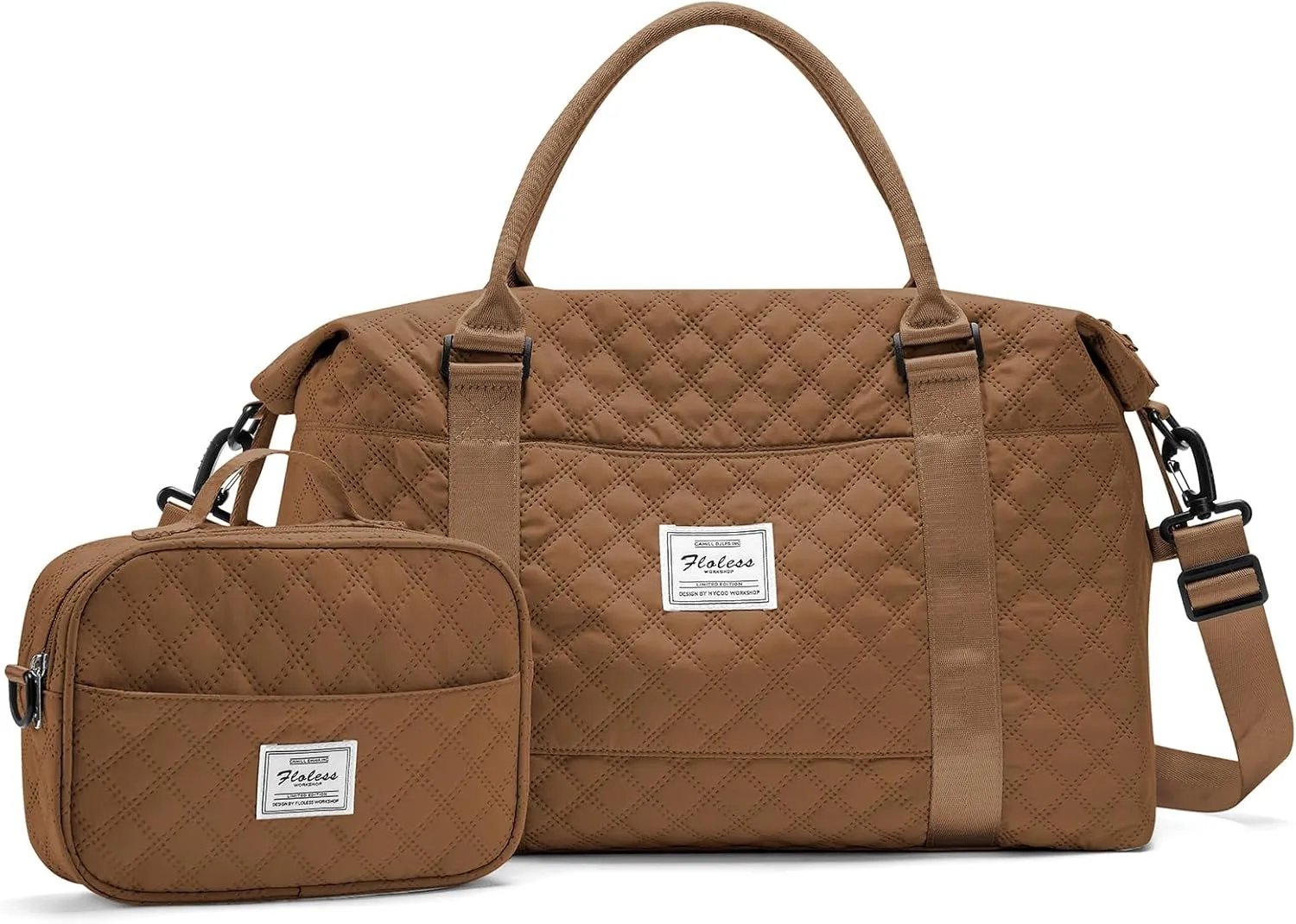 Weekender Bags for Women, Travel Duffel Overnight Carry on Bag with Toiletry Bag&Wet Pocket,Sugar Brown