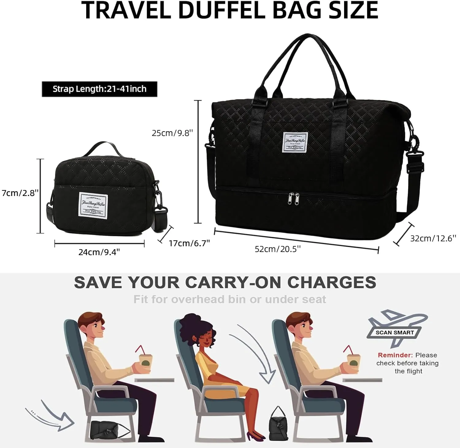 Weekender Bags for Women Travel Duffle Bag with Shoe Compartment Overnight Carry On Duffel Bag Gym Tote Bag with Toiletry Bag