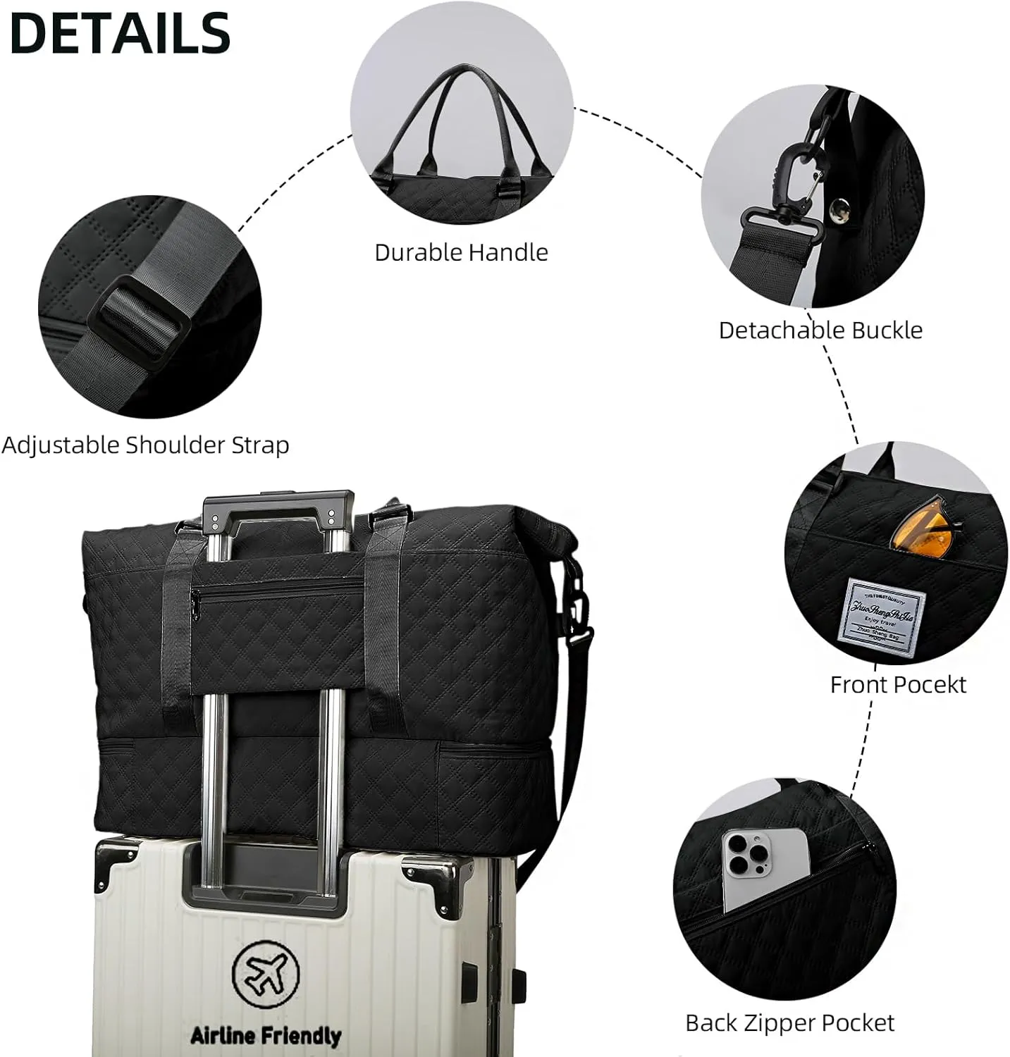 Weekender Bags for Women Travel Duffle Bag with Shoe Compartment Overnight Carry On Duffel Bag Gym Tote Bag with Toiletry Bag