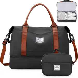 Weekender Bags for Women,Personal Item Travel Bag with Shoes Compartment,Overnight Travel Duffel Bag with Toiletry Bag