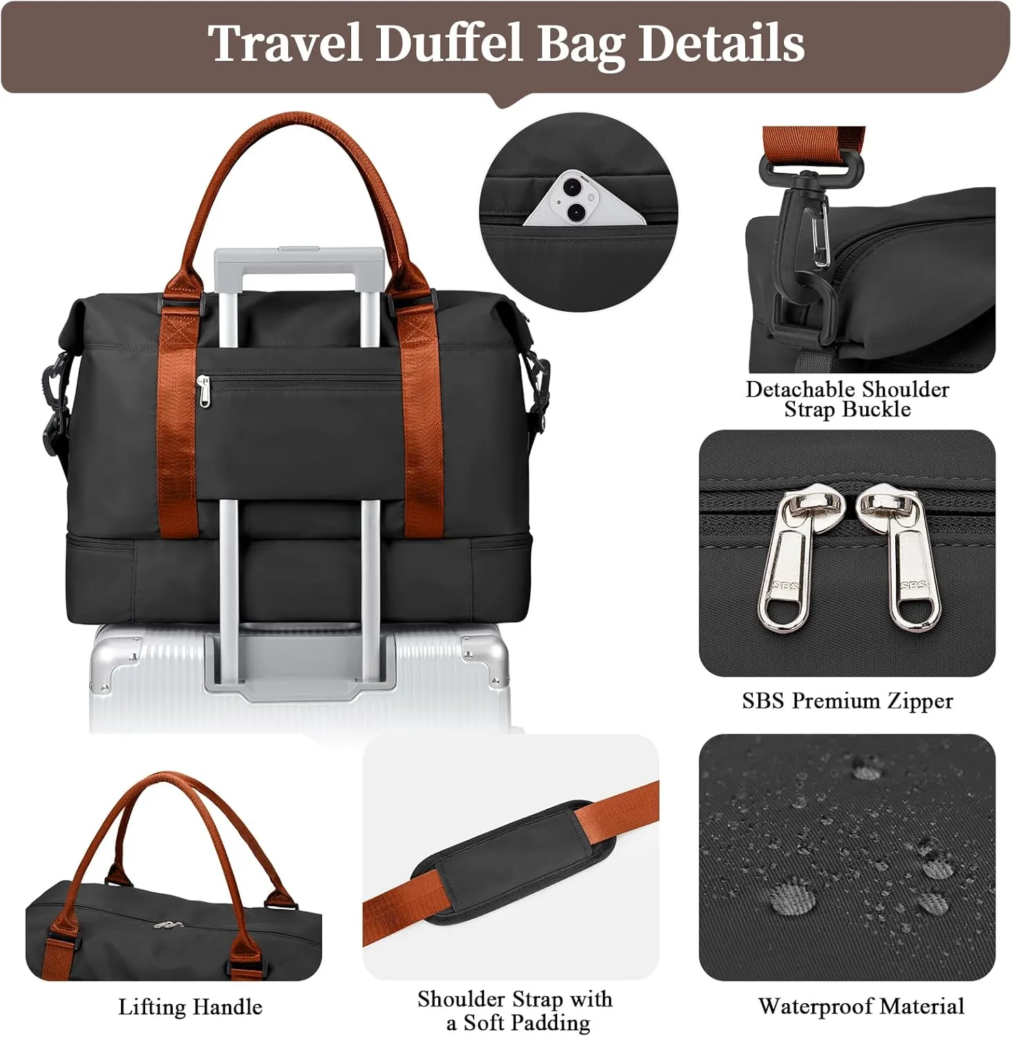 Weekender Bags for Women,Personal Item Travel Bag with Shoes Compartment,Overnight Travel Duffel Bag with Toiletry Bag