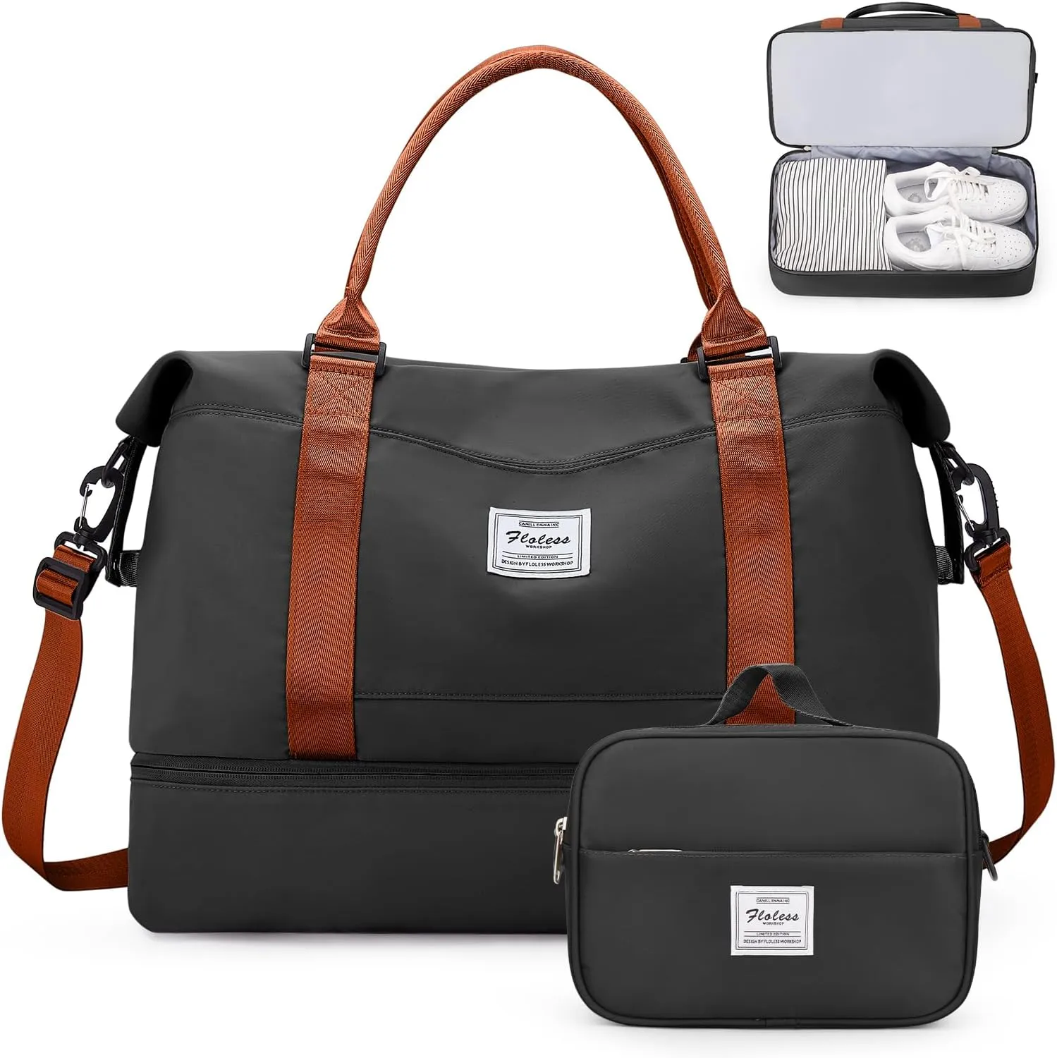 Weekender Bags for Women,Personal Item Travel Bag with Shoes Compartment,Overnight Travel Duffel Bag with Toiletry Bag