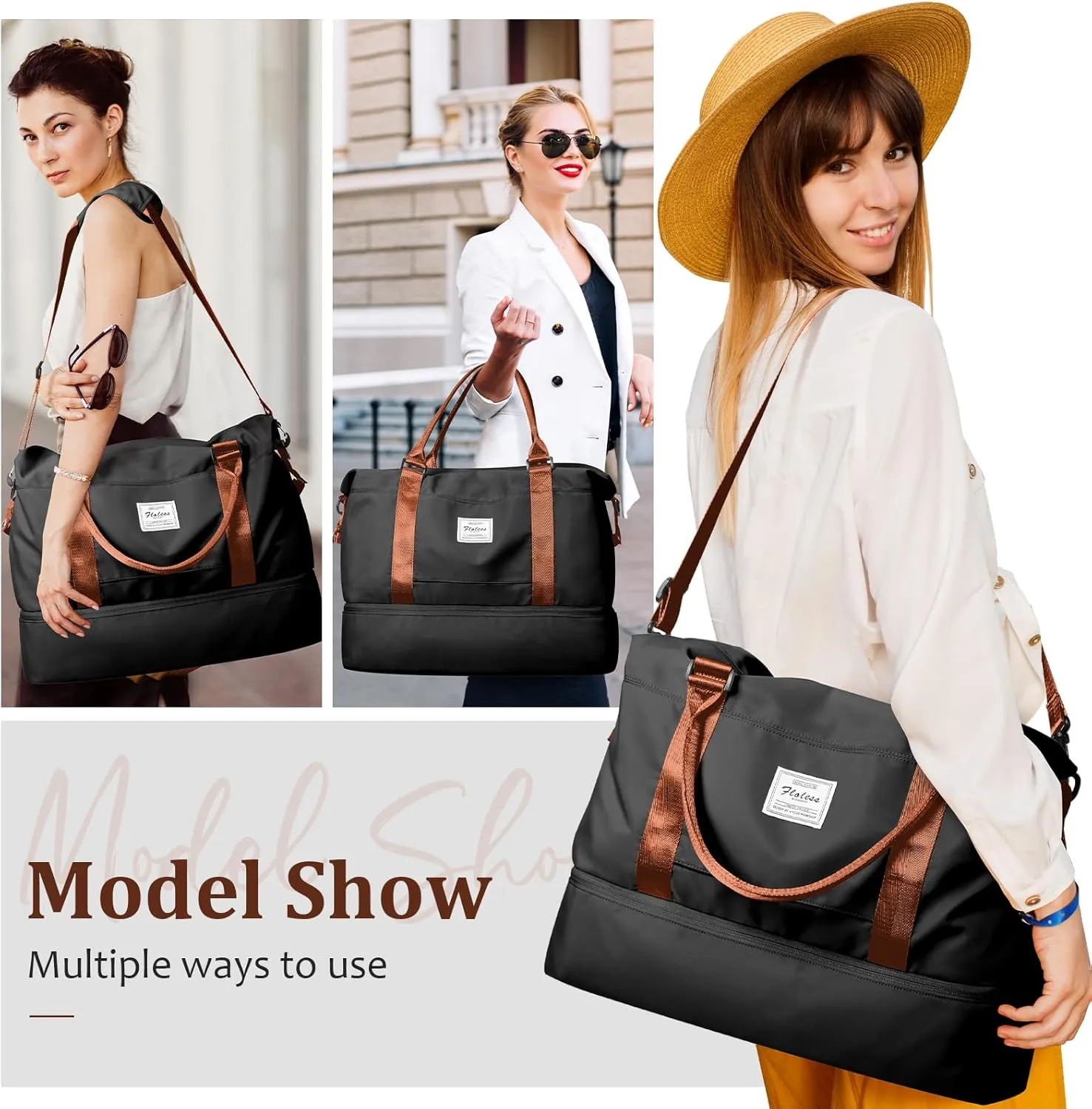 Weekender Bags for Women,Personal Item Travel Bag with Shoes Compartment,Overnight Travel Duffel Bag with Toiletry Bag