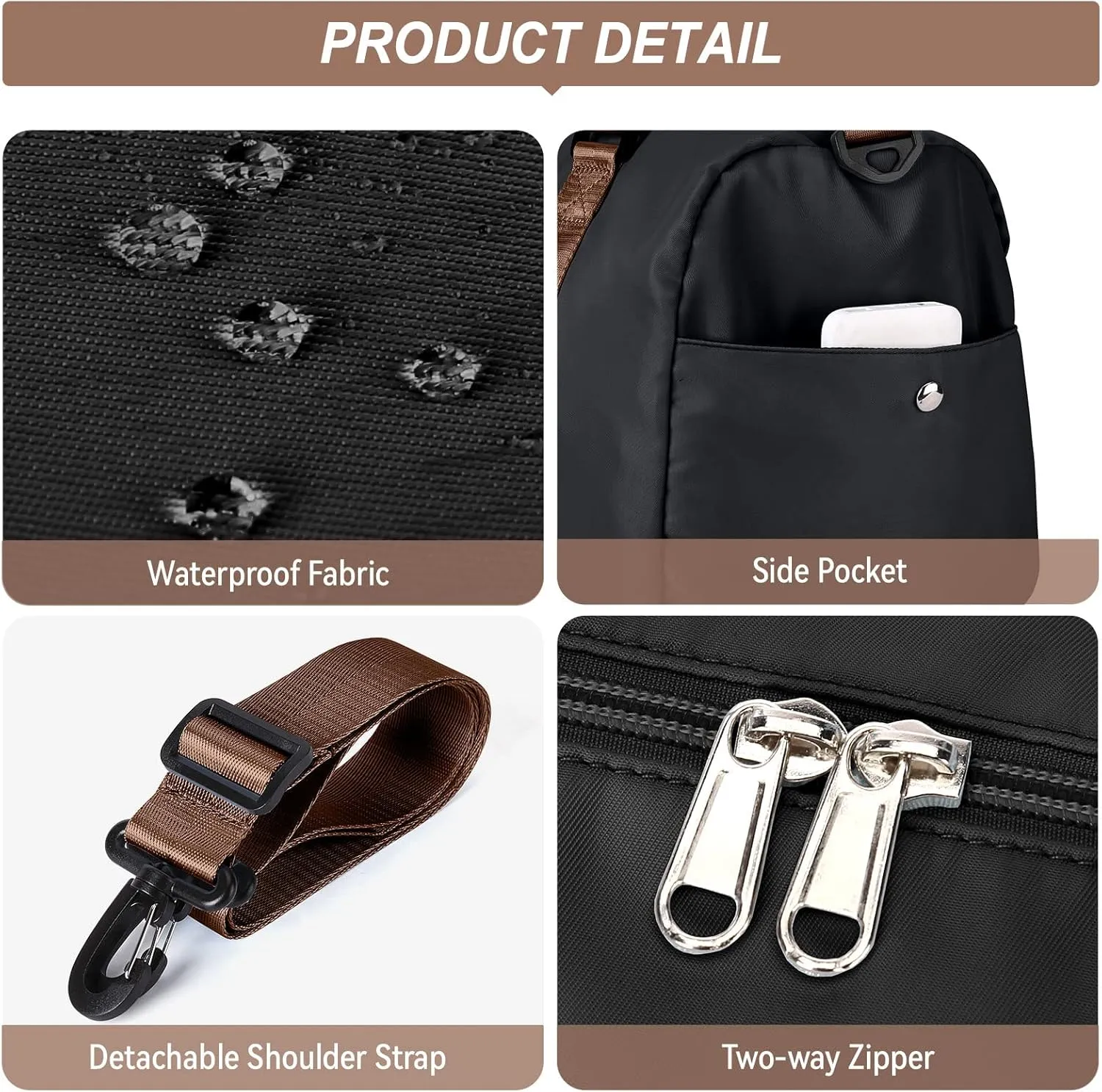 Weekender Gym Duffel Bags for Women Brown handle with Toiletry Bag,Travel Totes Bag for Airplane, Cute Sports Dance Bag Overnight Luggage Bag with Wet Pocket Shoe Compartment, Carry On Hospital Bag
