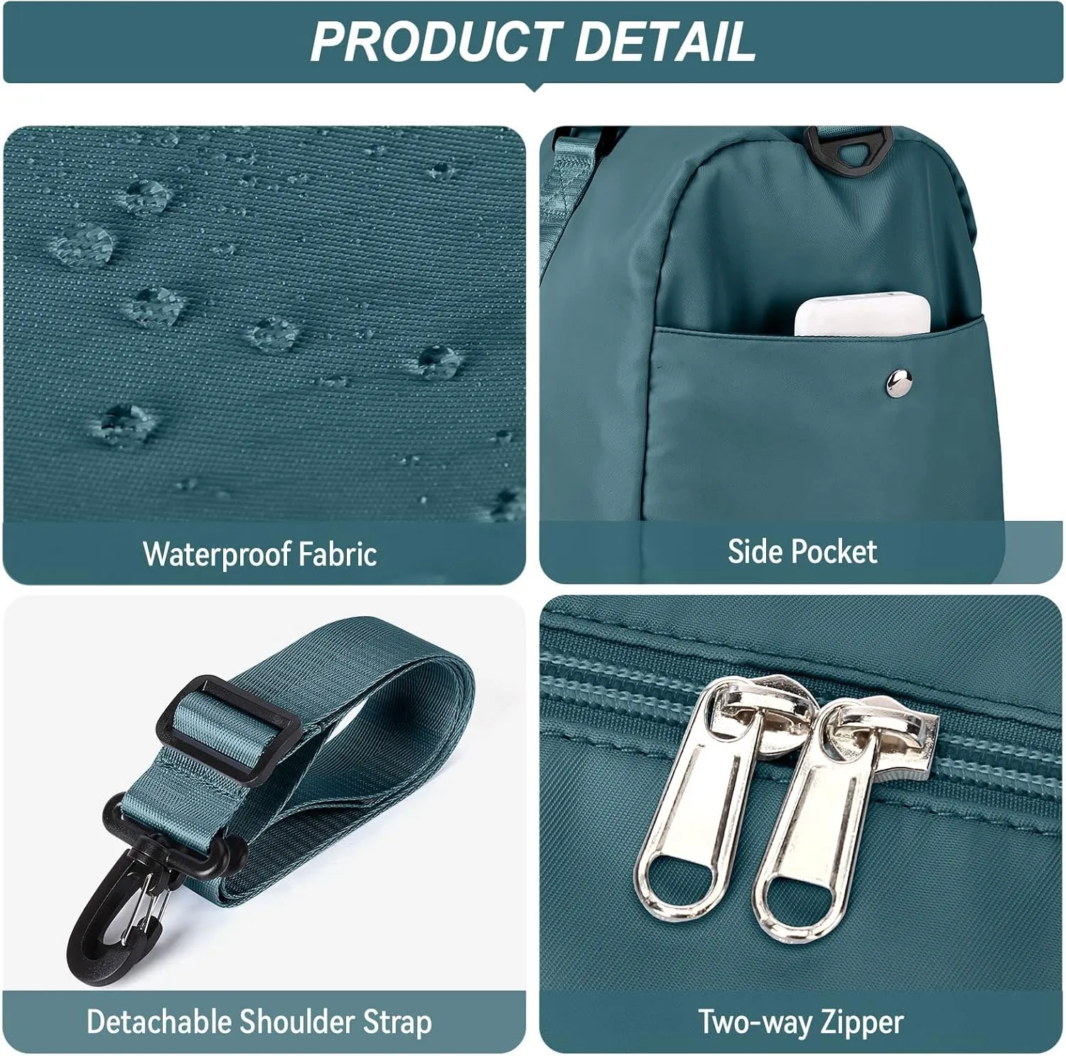 Weekender Gym Duffel Bags for Women Peacock Blue with Toiletry Bag