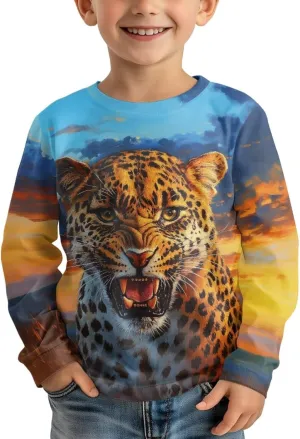 WELLFLYHOM Boy's Novelty T-Shirt Long Sleeve Shirts Casual Crewneck Top Pullover Tees Top Fall Clothes 3-16T